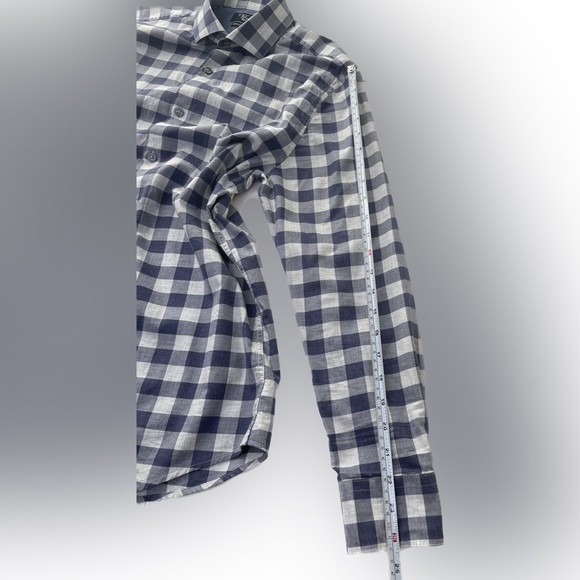 Penguin Button Down Shirt Plaid Blue White Slim Fit 15 32/33 Cotton small - Picture 6 of 11